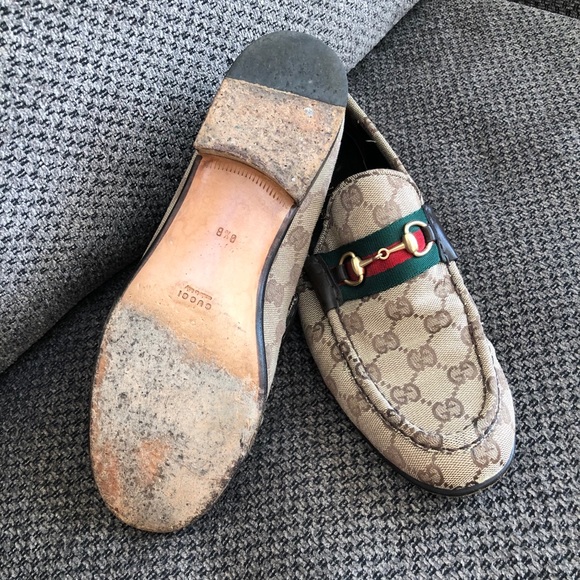 Gucci Beige and Green loafers - Picture 3 of 5